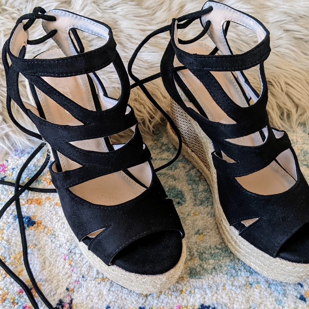 Lace Up Wedge Sandals